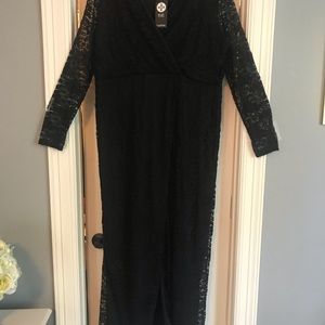 Ladies Black Lace Ball Evening Dress